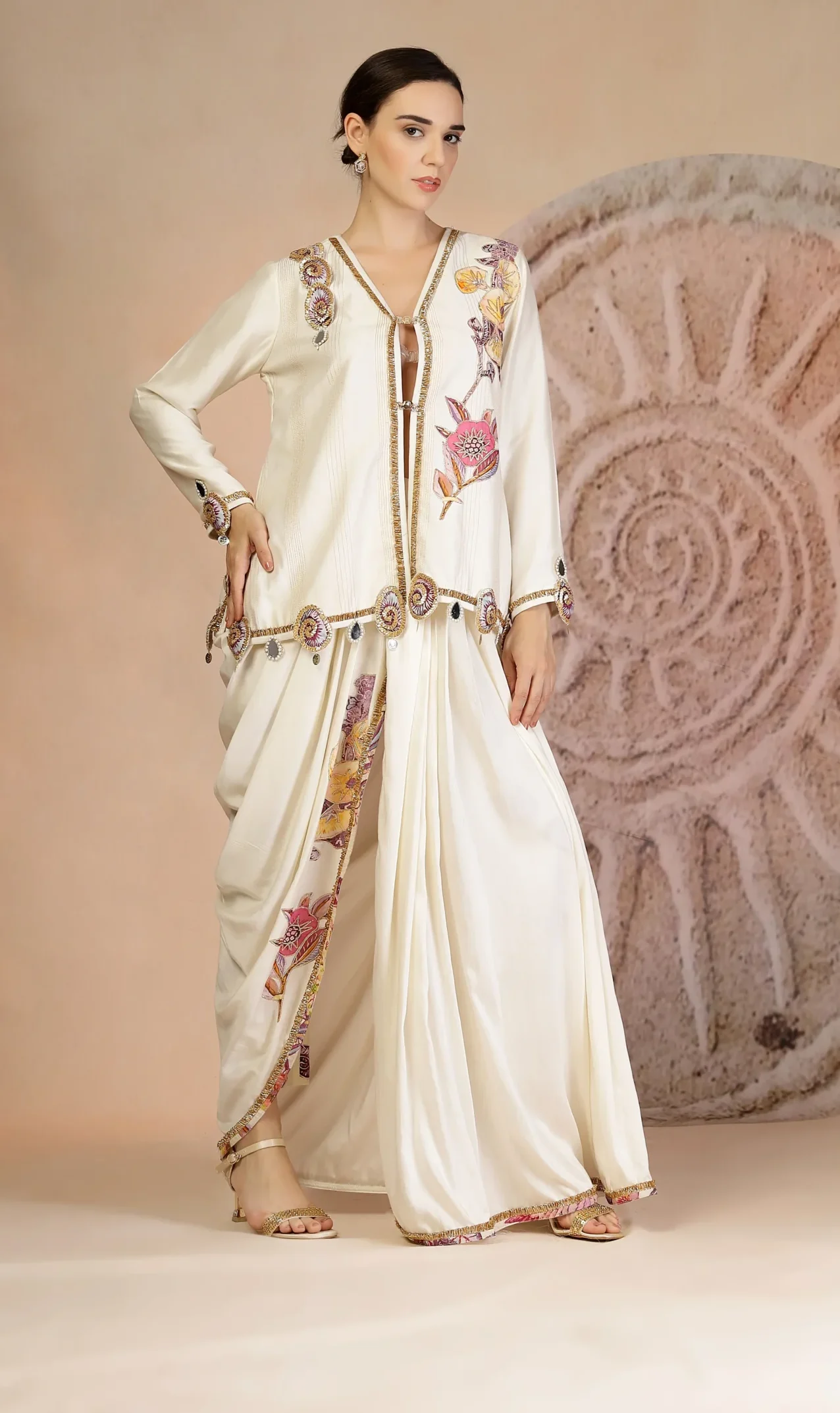 Fusion dhoti pants with structured blouse from Golden Muslin By Soniya G