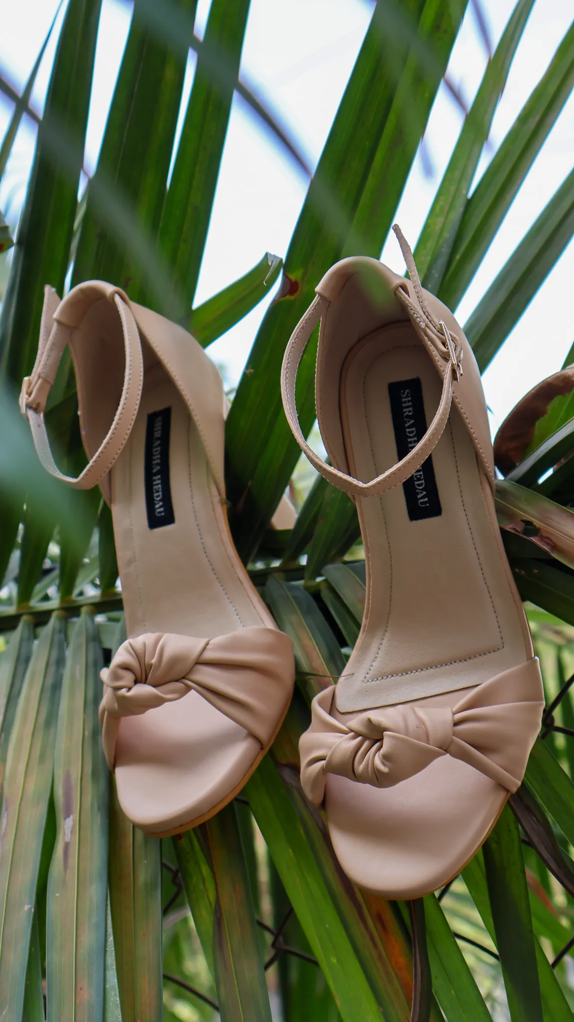 Kiona Collection Beige Vegan Leather Heels from Golden Muslin By Shradha Hedau with ankle strap