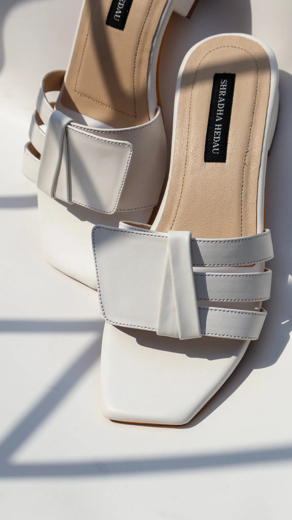 Fay Collection White Block Heels from Golden Muslin By Shradha Hedau with square toe