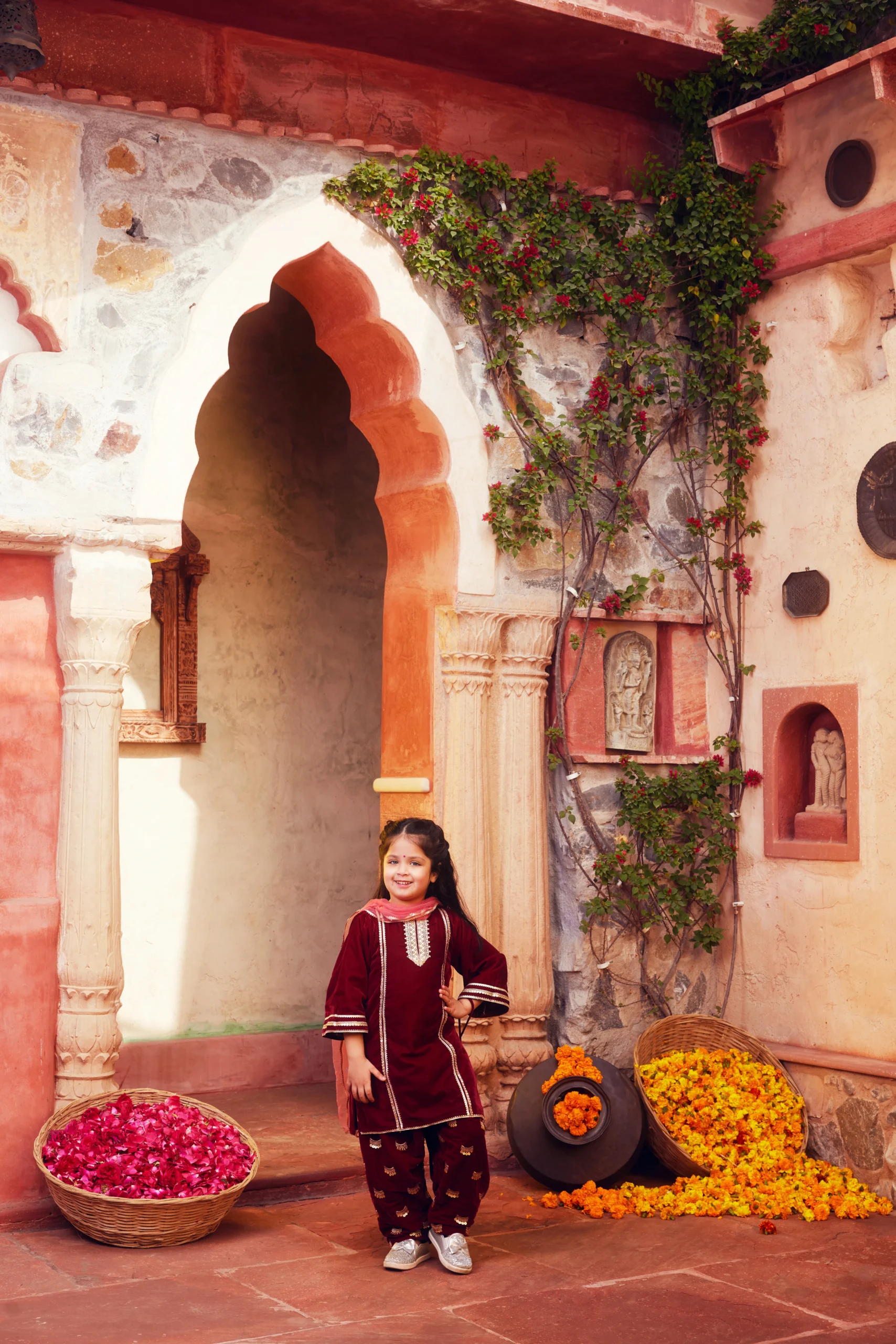 Elegant Maroon Velvet Kurta Set with Salwar and Dupatta from Golden Muslin By Choti Buti