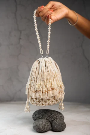 Pearl Beaded Tassel Potli with Intricate Handcrafted Work