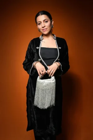 Silver Tasseled Potli with Beaded Tassels and Contemporary Glam Detailing