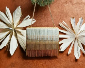 Ritzy Luxe Box Clutch with Metallic Chain Strap and Structured Design