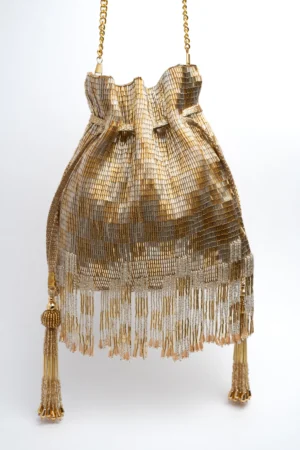 Gold Gatsby Inspired Glam Clutch with Elegant Embellished Detailing