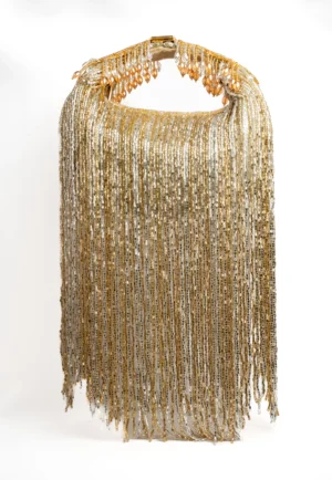 Two Toned Tasseled Potli with Beaded Tassels and Contemporary Glam Style